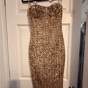 Nadine Merabi "Nina" gold sequined dress